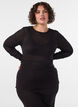 Blouse avec motif &agrave; &oelig;illets et manches longues, Noir, Model image number 0