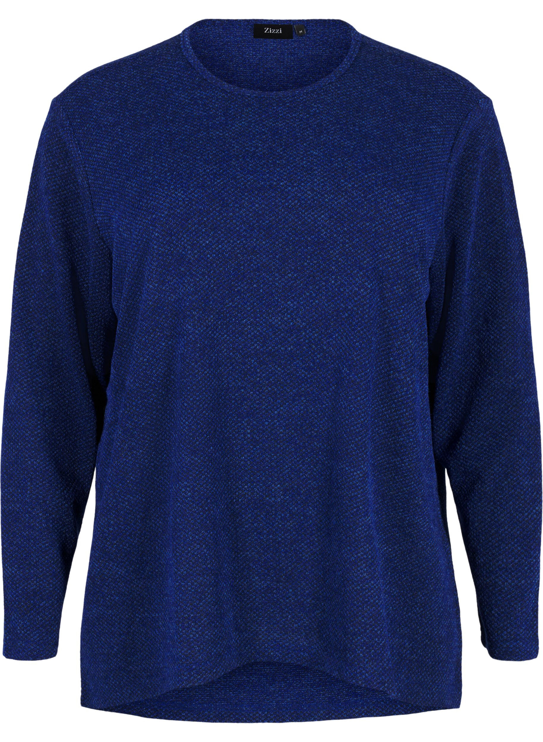 ZizziMelange Blouse met een rond halsje en lange mouw, Sodalite Blue, Packshot image number 0