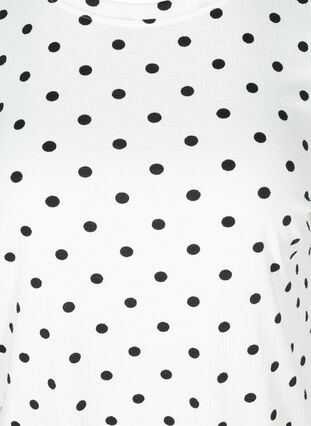 Gestippeld t-shirt met pofmouwen, White w. Black Dots, Packshot image number 2