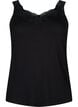 Viscose top met kanten rand, Zwart, Packshot image number 0