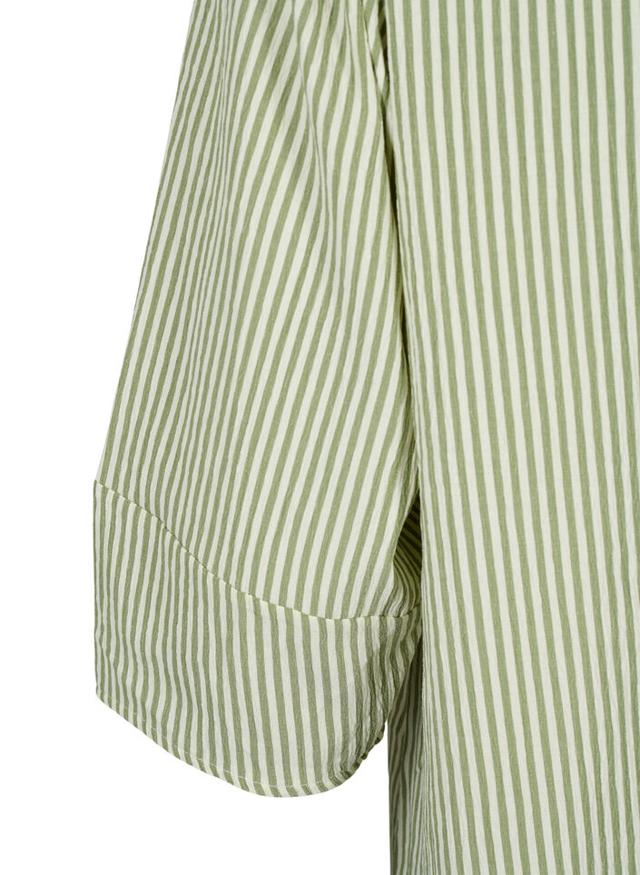 Gestreepte jurk met 3/4 mouwen, Green Stripe, Packshot image number 3