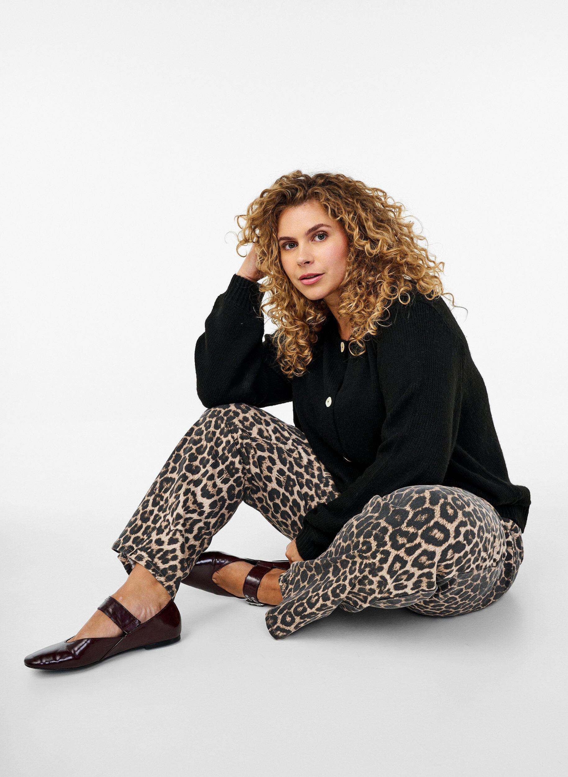 ZizziGebreide cardigan met wol en knoopsluiting, Black Solid, Image image number 0