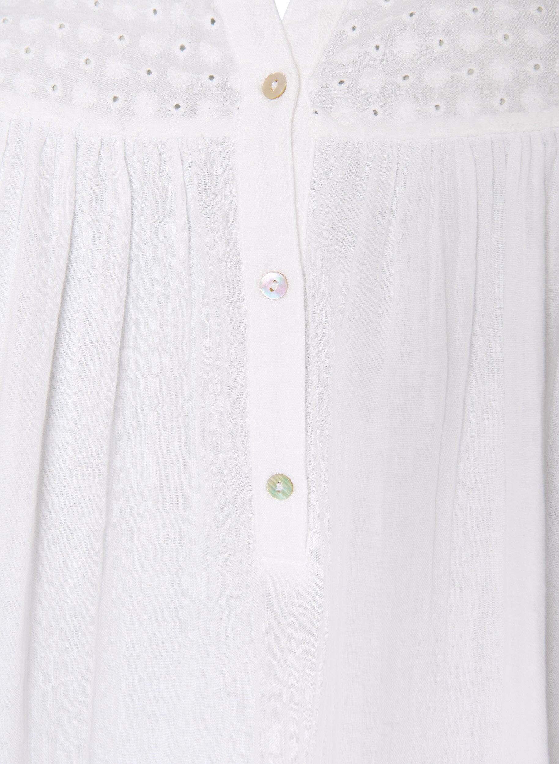 ZizziBlouse en mousseline de coton avec broderie anglaise, Blanc, Packshot image number 2