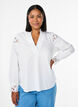 Blouse avec col en V et d&eacute;tails en broderie anglaise, Blanc, Model image number 0