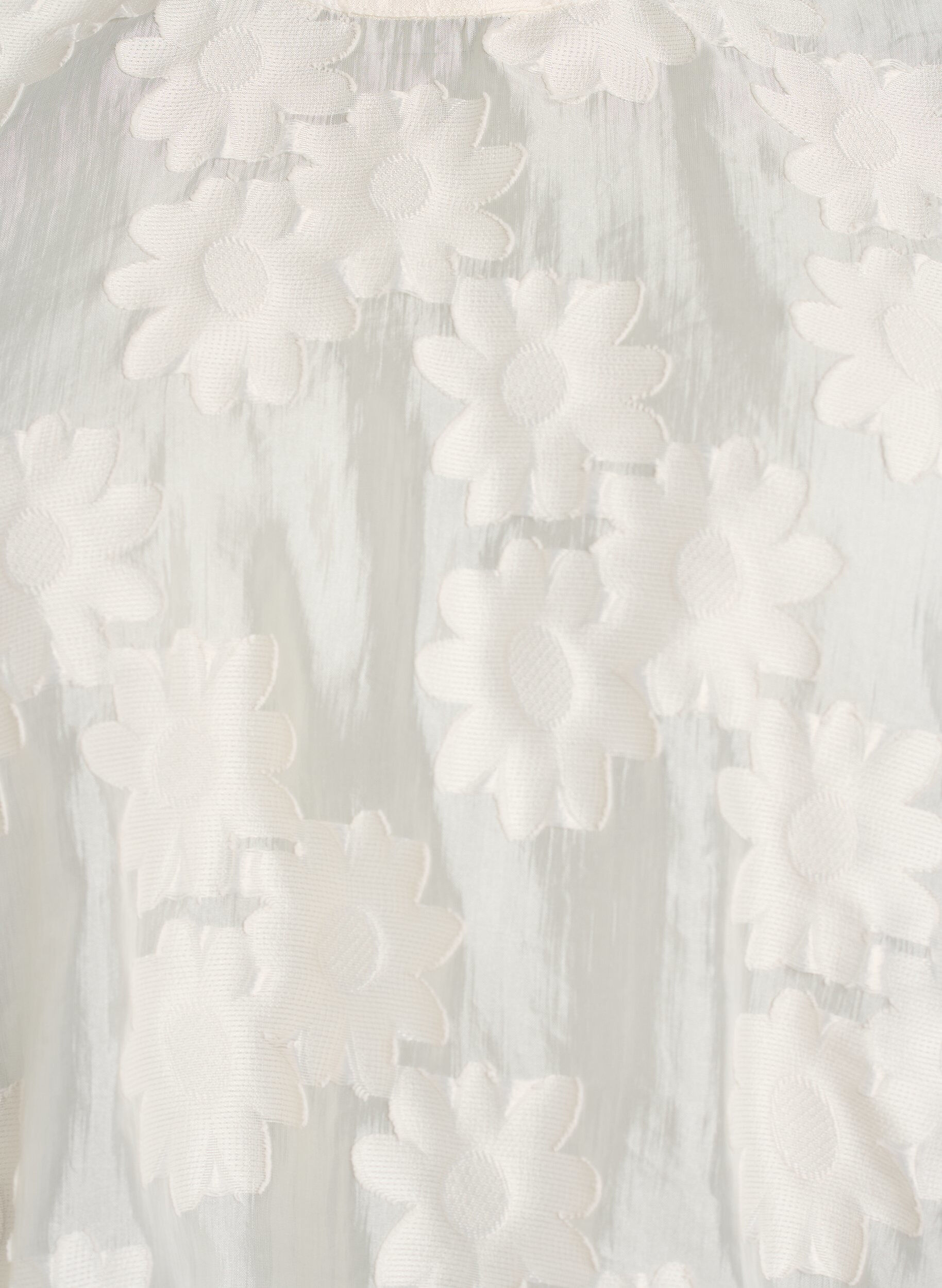 ZizziMouwloze top in jacquard met een bloemenstructuur, Vanille, Packshot image number 2