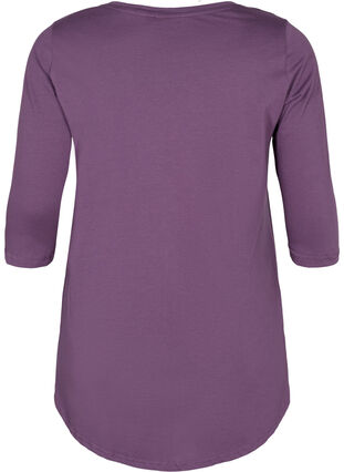 Katoenen t-shirt met 3/4 mouwen, Vintage Violet, Packshot image number 1