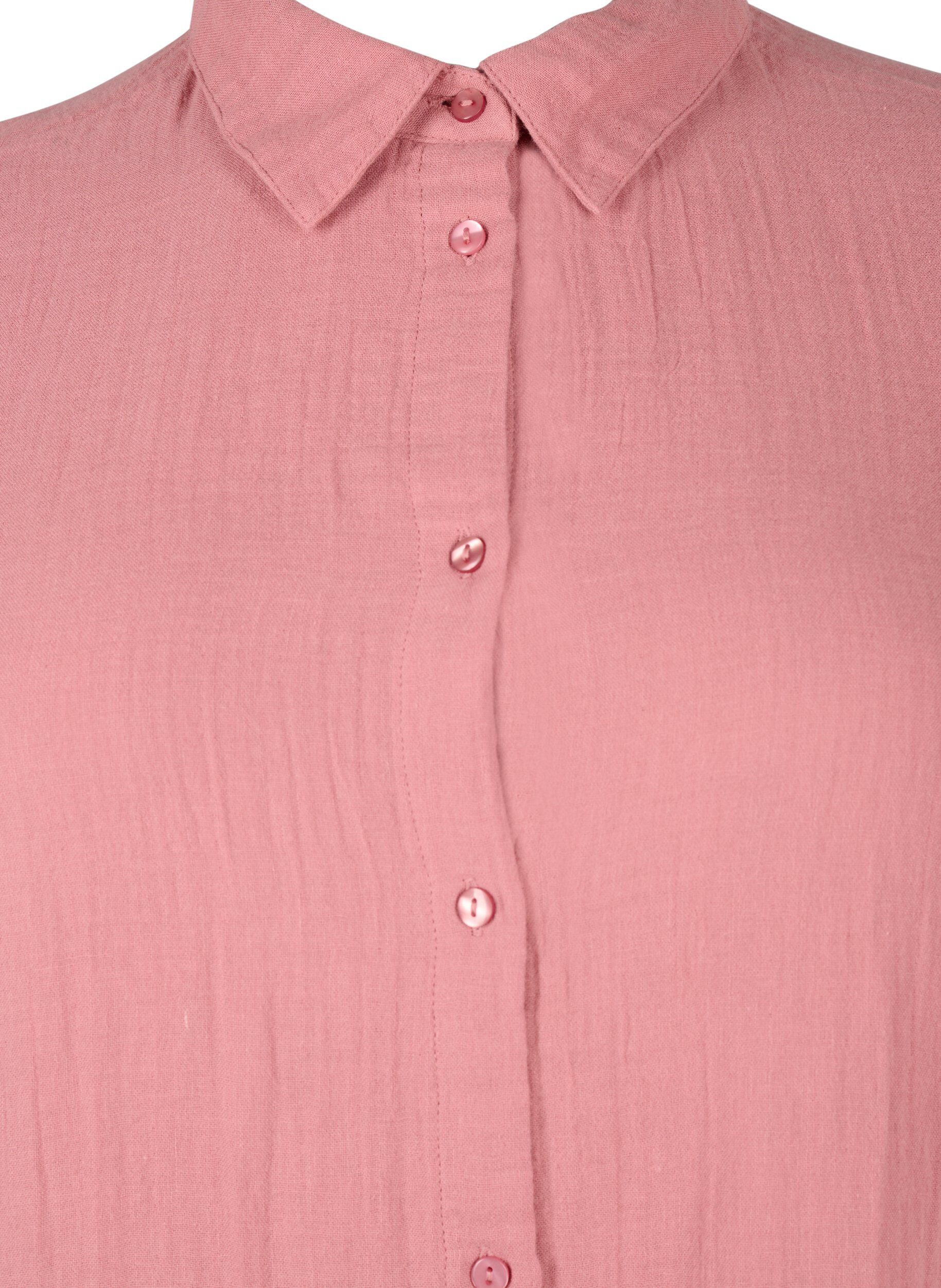 Zizzi Chemise longue en mousseline de coton, Old Rose, Packshot image number 2