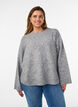Blouse ample tricot&eacute;e en alpaga et laine, Gris, Model image number 0
