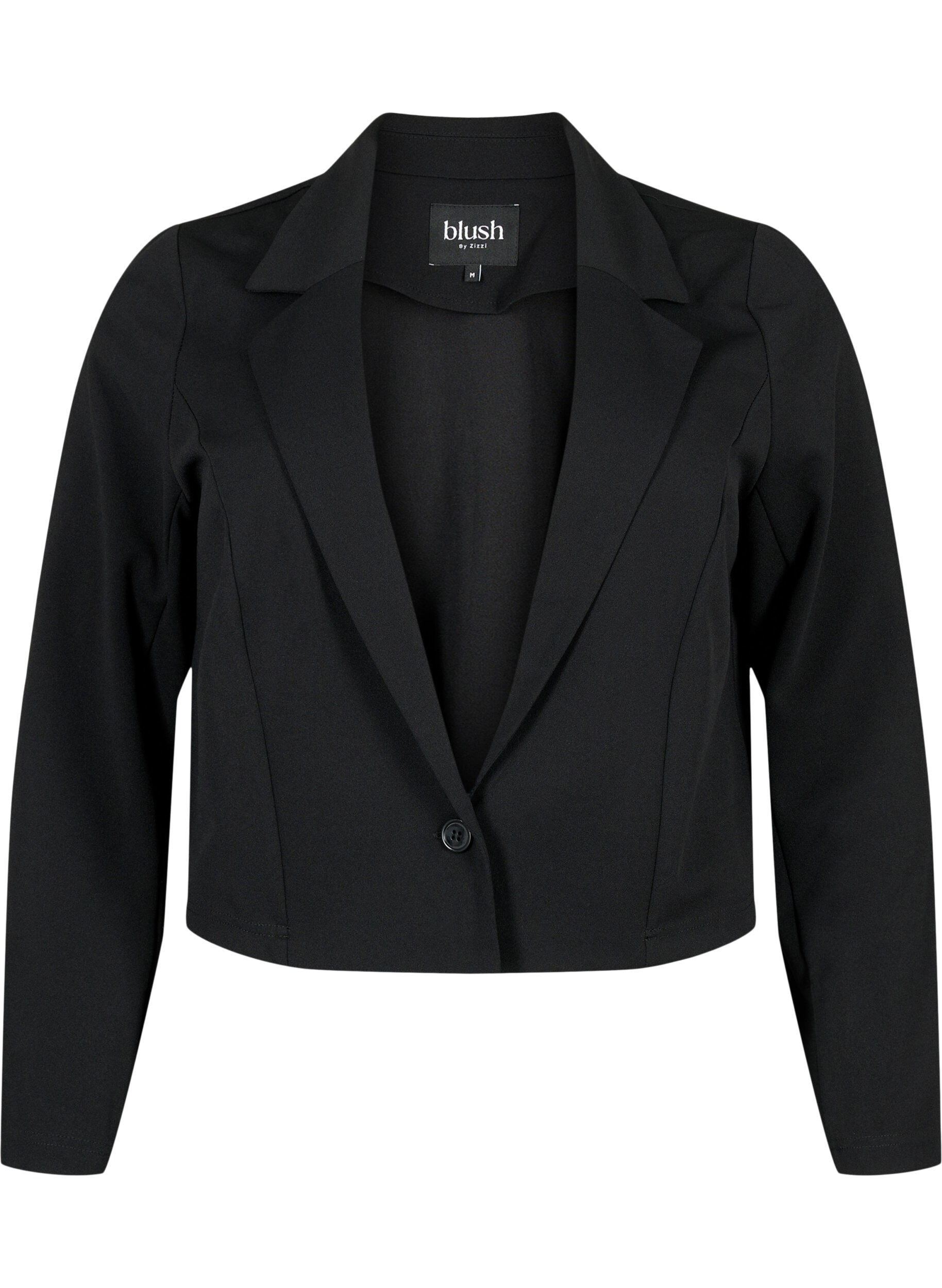 Zizzi Blazer court avec bouton, Black, Packshot image number 0