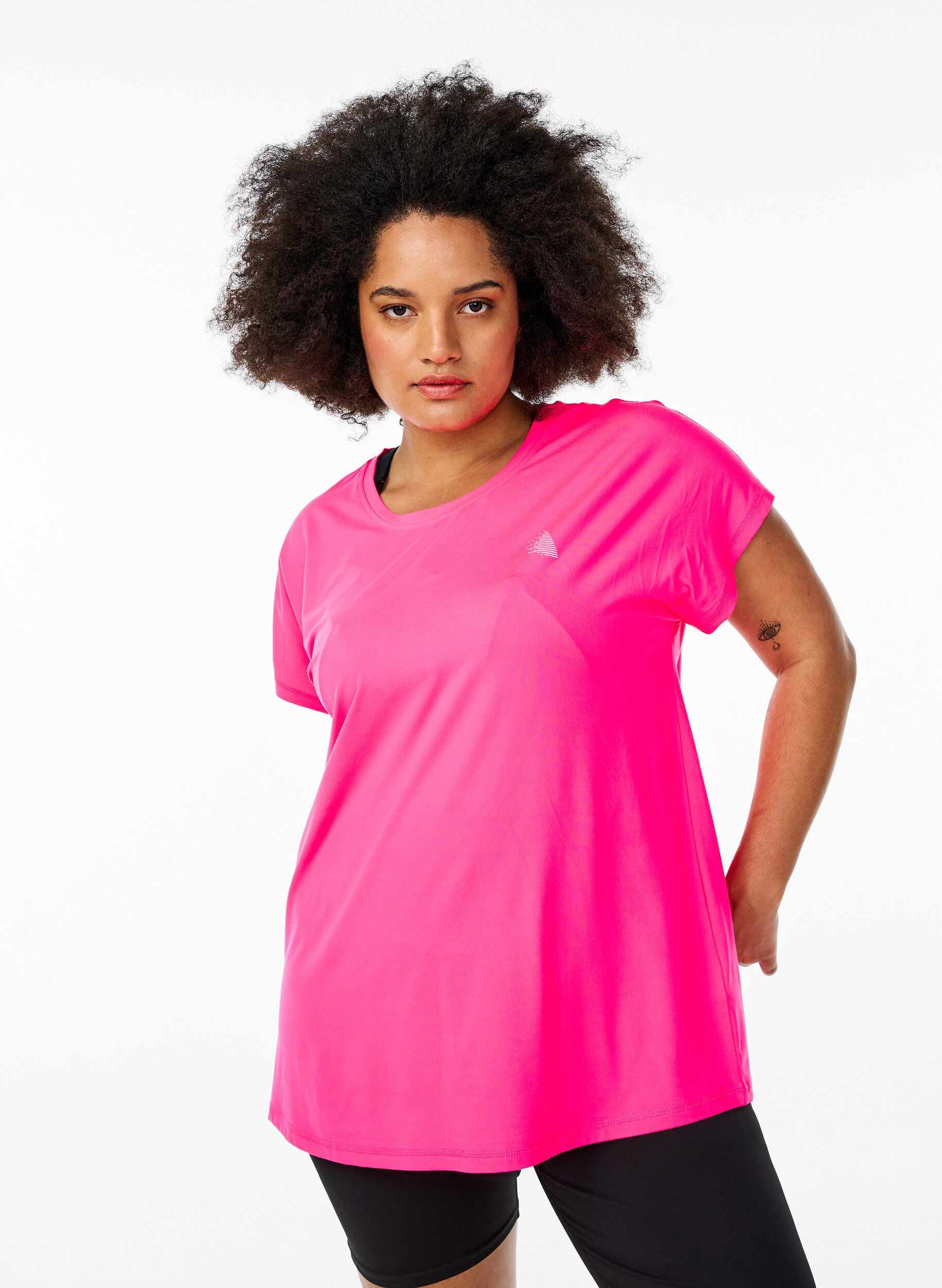 Zizzi T-shirt de sport couleur unie, Rose, Model image number 0