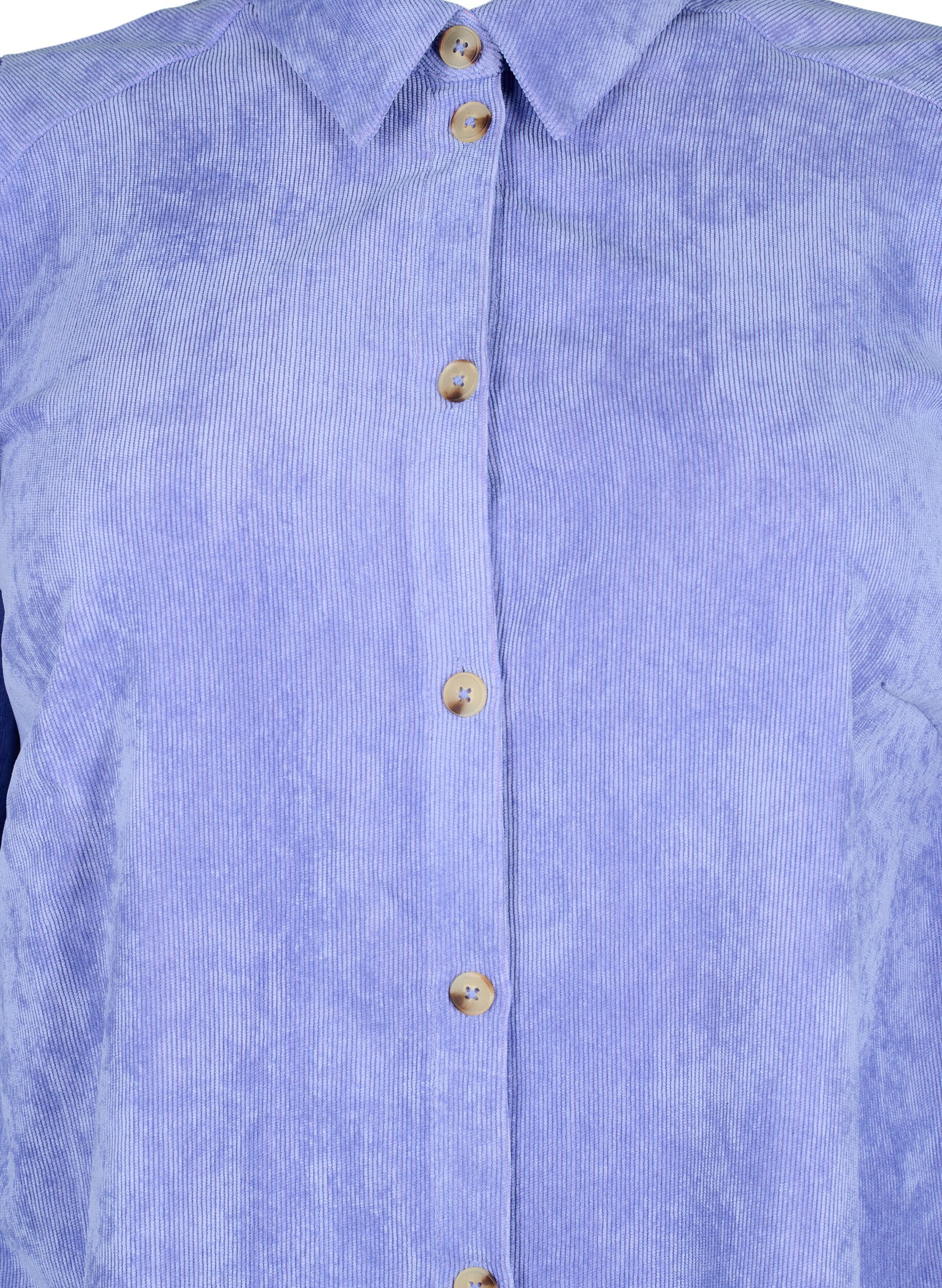 Zizzi Robe en velours c&ocirc;tel&eacute; avec manches 3/4 et boutons., Lavender Violet, Packshot image number 2