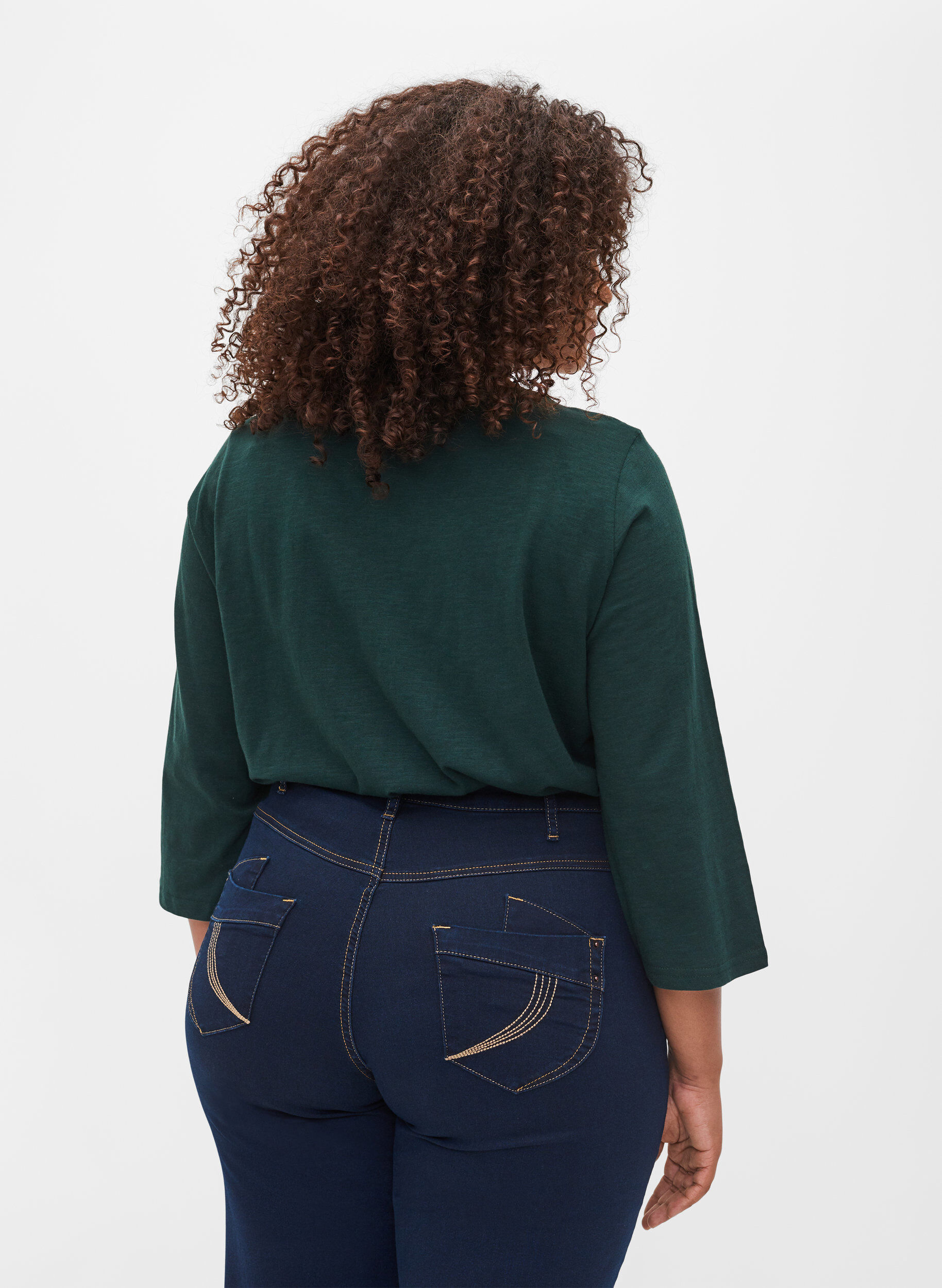 ZizziKatoenen blouse met 3/4 mouwen, Scarab, Model image number 1