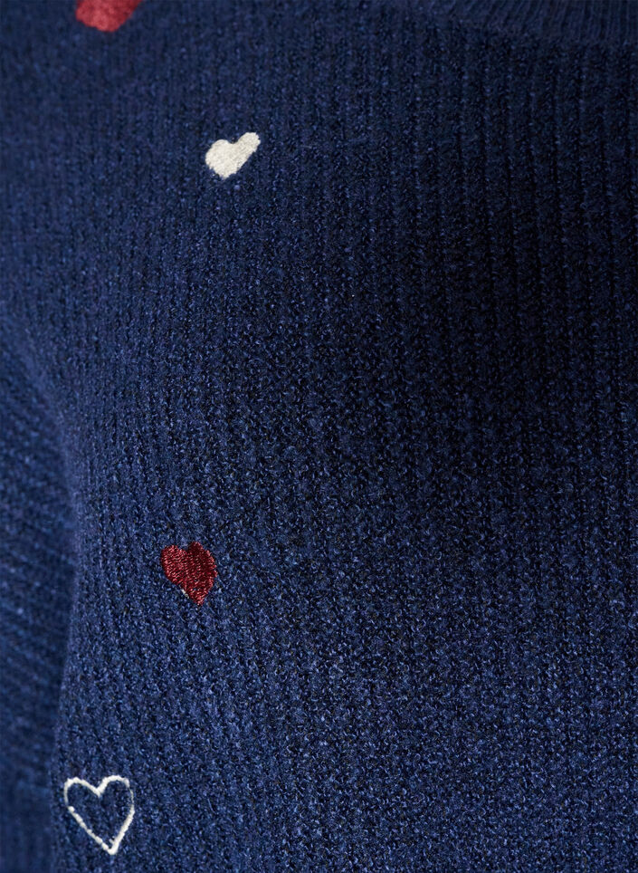 Pull &agrave; c&oelig;urs et manches 3/4, Bleu, Packshot image number 2