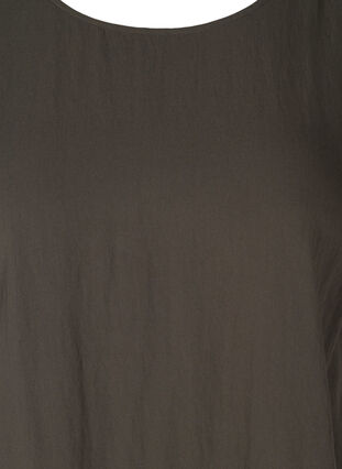 Robe en viscose à manches courtes en forme de trapèze , Kaki, Packshot image number 2