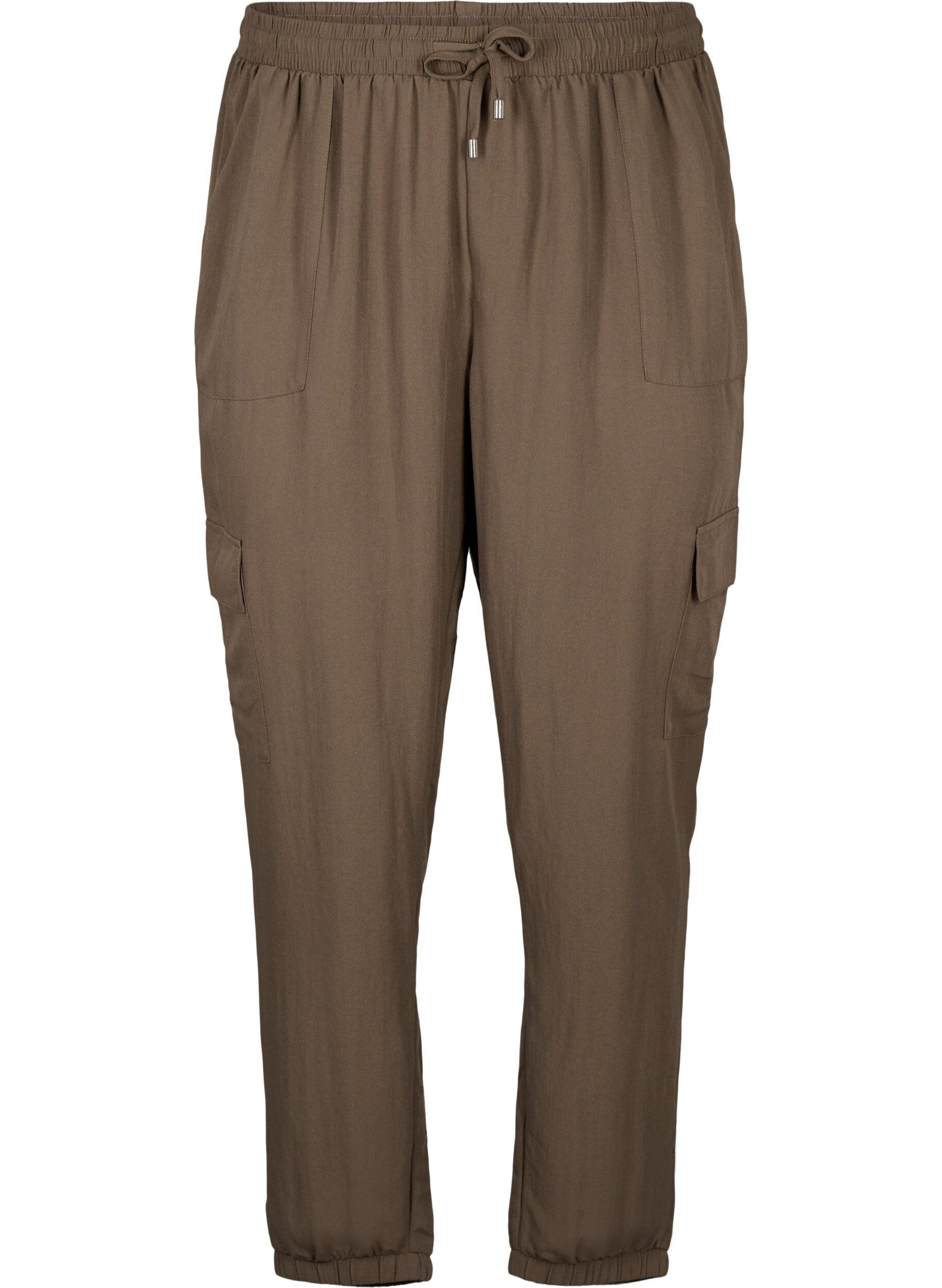 Zizzi Pantalon ample en viscose avec grandes poches, Chocolate Chip, Packshot image number 0