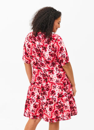Katoenen jurk met hartjesprint, Pink AOP Flower, Model image number 1