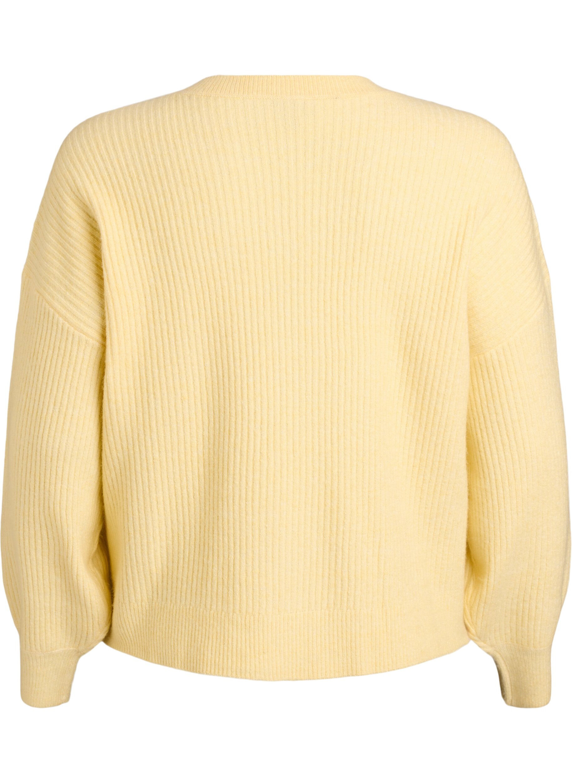 Zizzi Cardigan en tricot c&ocirc;tel&eacute; avec boutons, Jaune clair, Packshot image number 1