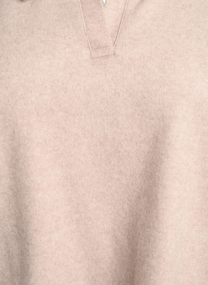 Blouse en jersey avec col et décolleté en V, Beige, Packshot image number 2