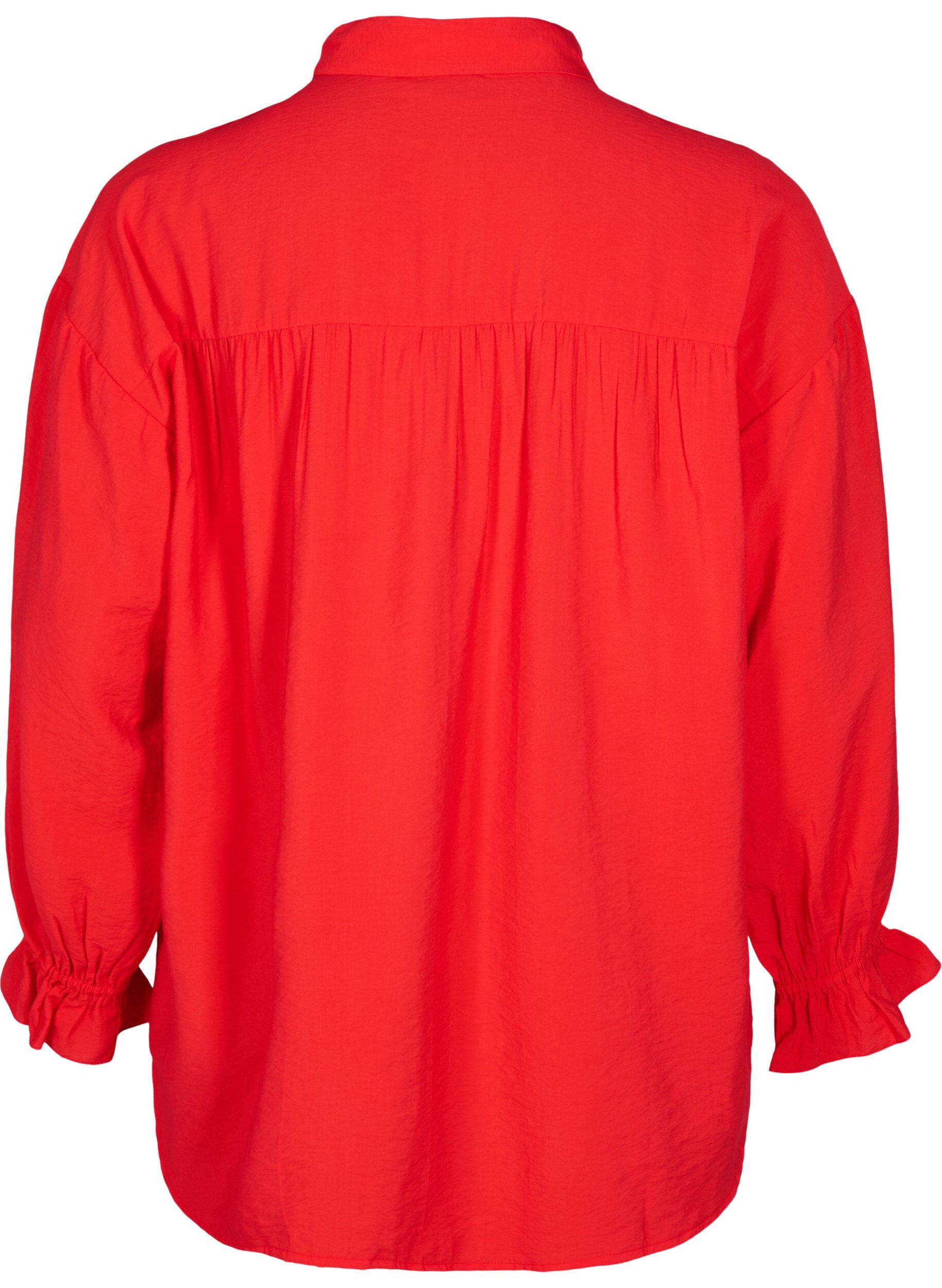 ZizziShirt met lange mouwen en ruchesdetails, Rood, Packshot image number 1