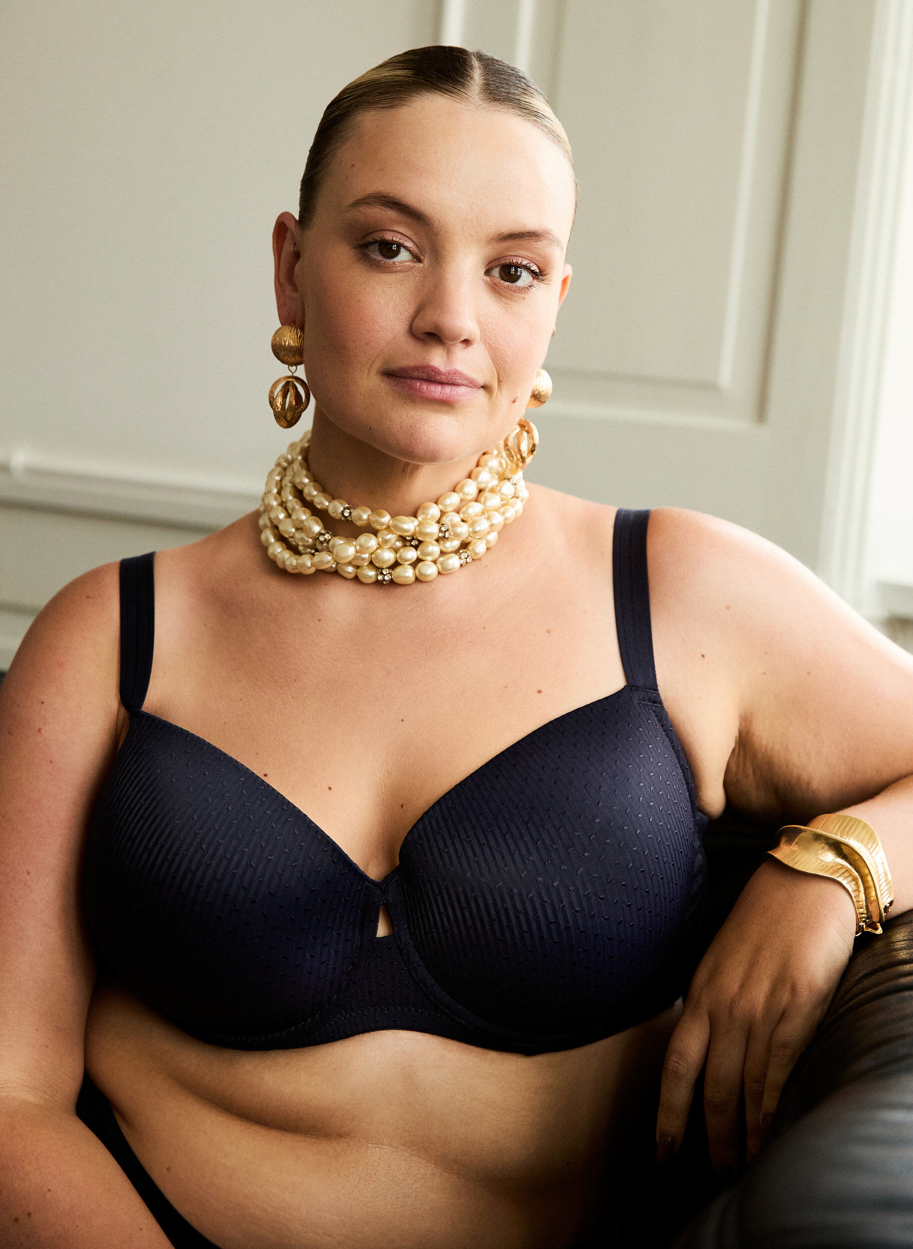 ZizziVoorgevormde beugelbeha met patroon, Blauw, Image image number 0