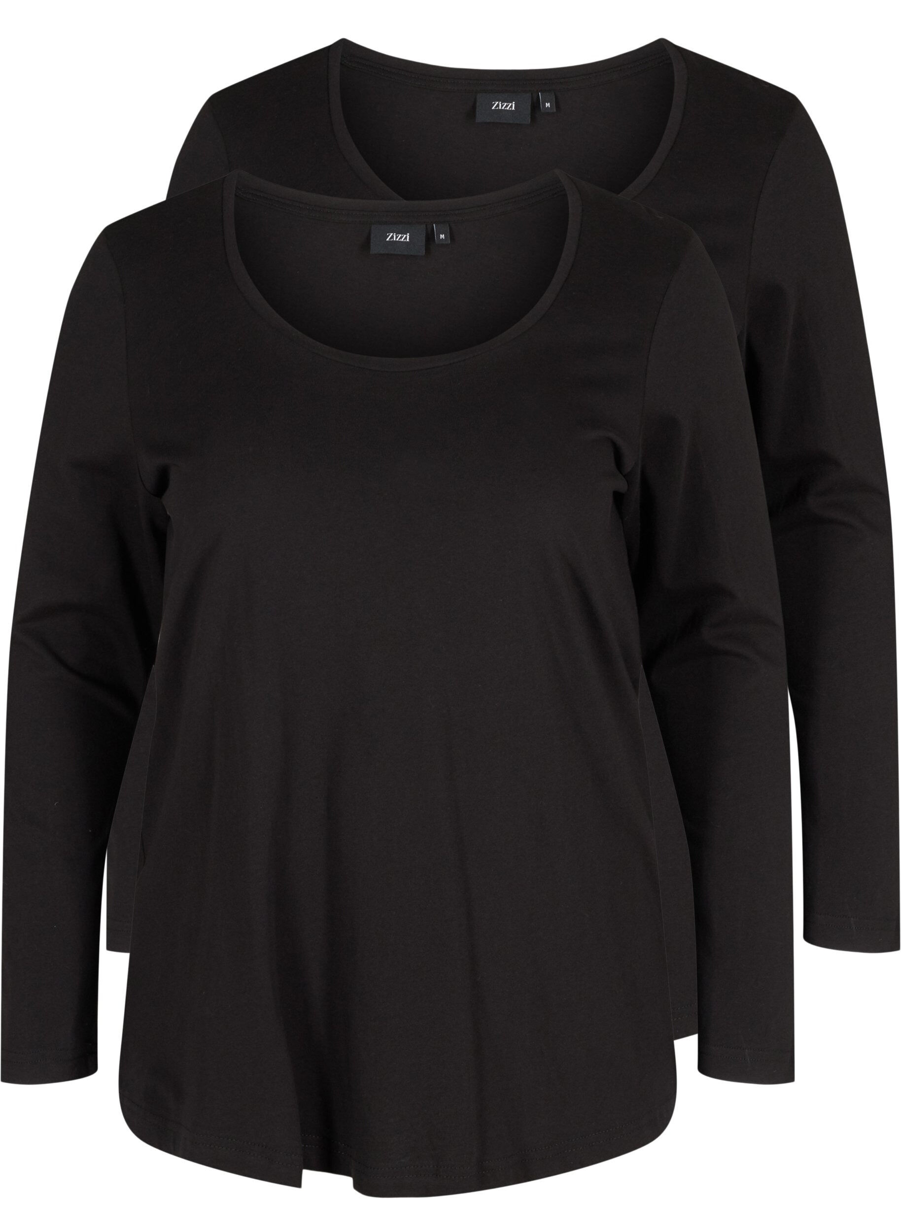 ZizziSet van 2 basic top met lange mouwen , Black, Packshot image number 0