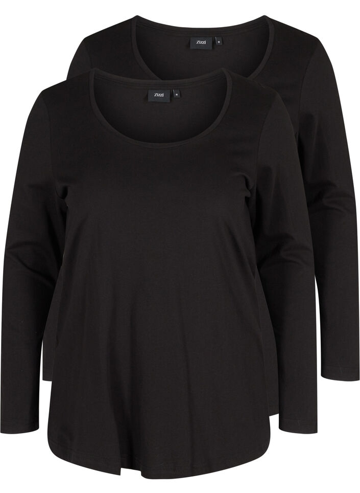 Blouse basique à manches longues, lot de 2, Black, Packshot image number 0