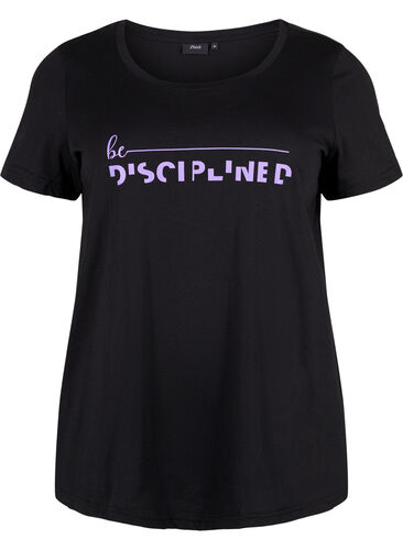 T-shirt de sport avec imprimé, Black w. Disciplined, Packshot image number 0