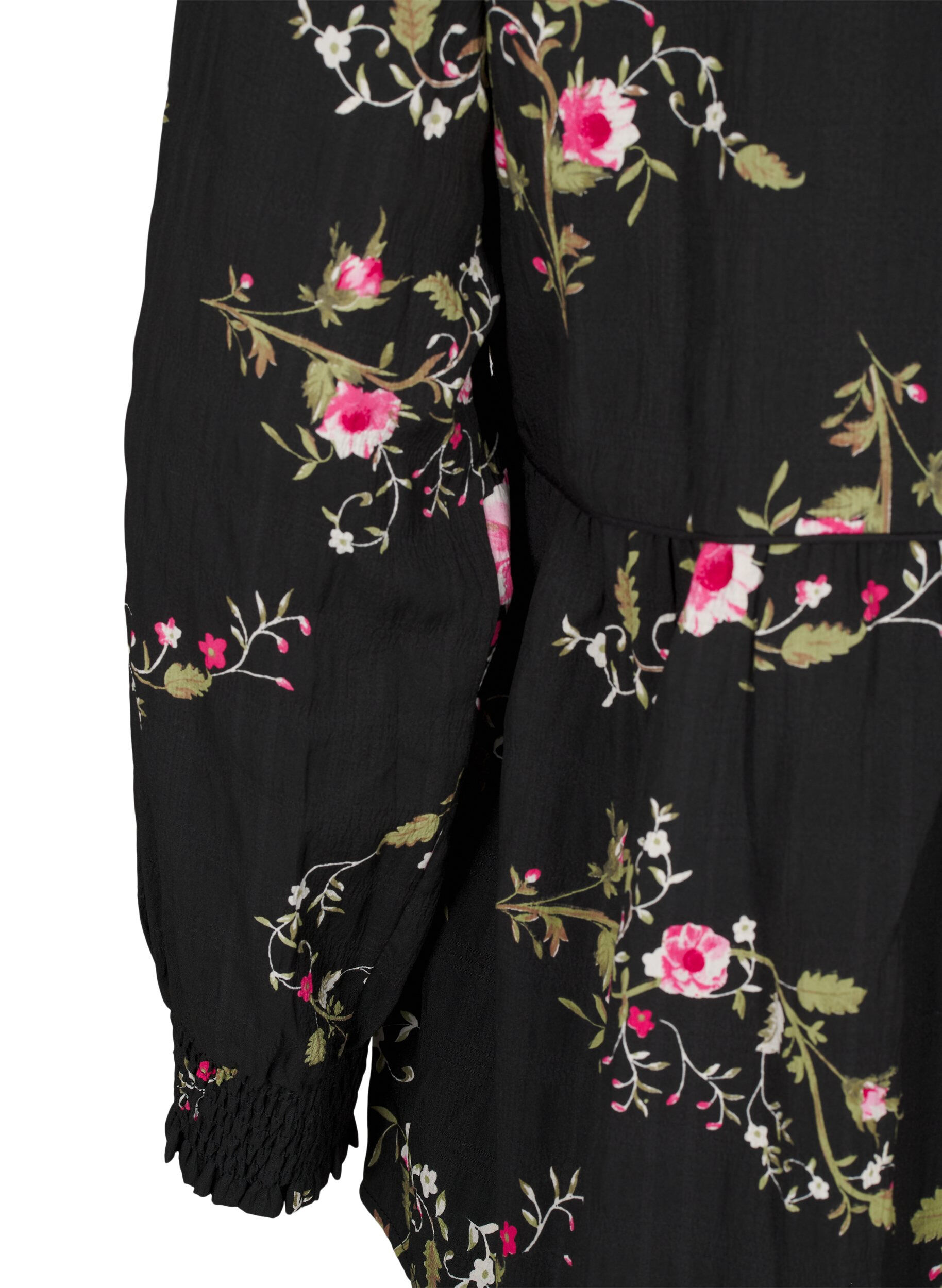 ZizziBlouse met lange mouwen en bloemenprint, Zwart, Packshot image number 3