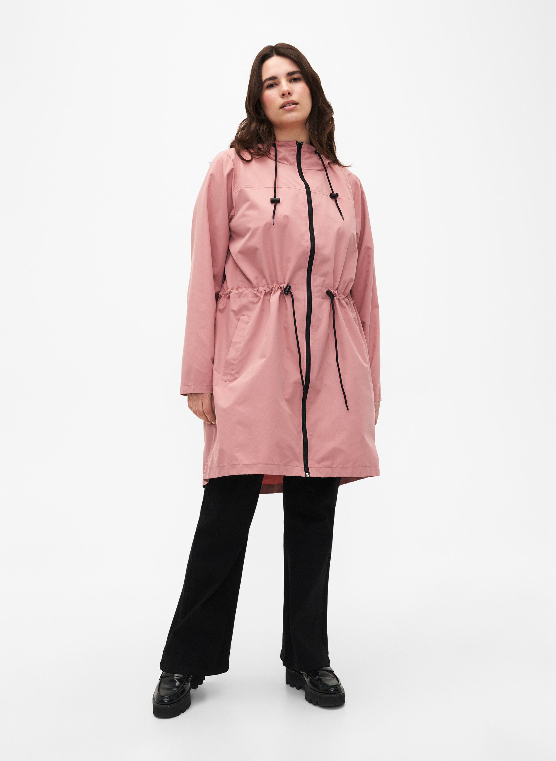 Zizzi FLASH - Parka imperm&eacute;able avec capuche, Ash Rose, Model image number 3