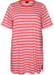 T-shirt long oversize ray&eacute; en coton bio, Rose, Packshot image number 0