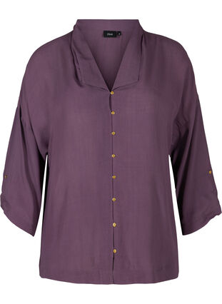 Viscose blouse met 3/4 mouwen, Vintage Violet, Packshot image number 0