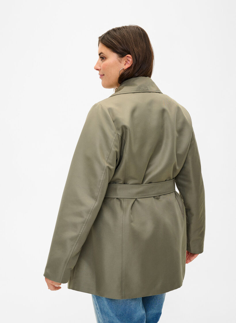 Trench court avec ceinture, Vert Kaki, Model image number 2