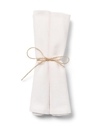 Lot de 2 serviettes en coton, White Alyssum, Packshot image number 0