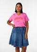 Mini-jupe patineuse en jean, Bleu, Model image number 0