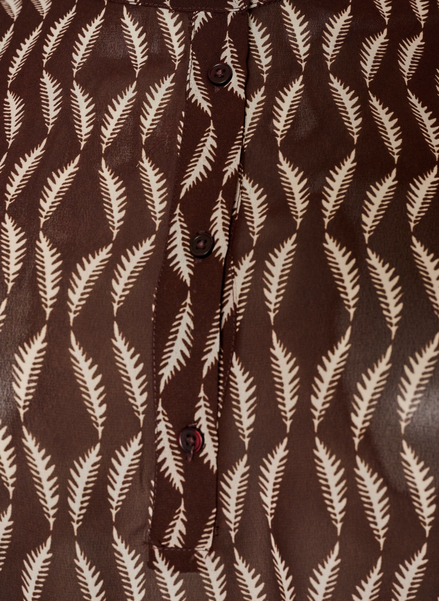 ZizziBlouse met all-overprint en korte knoopsluiting, Bruin, Packshot image number 2