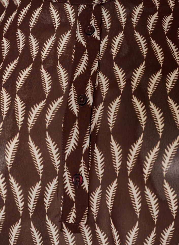 Blouse met all-overprint en korte knoopsluiting, Bruin, Packshot image number 2