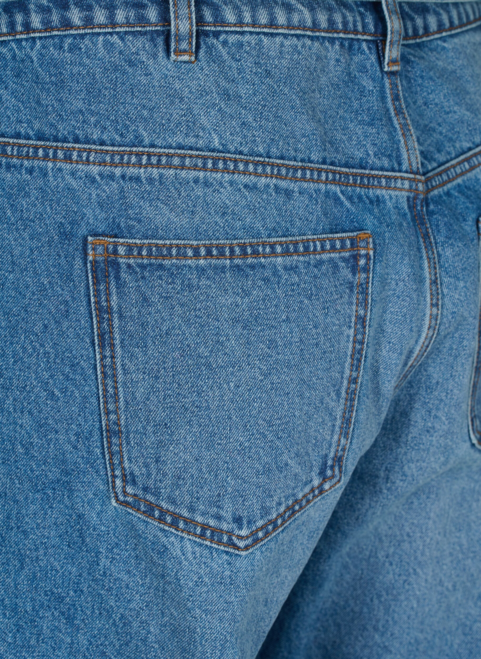 ZizziStraight-fit jeans met een strikceintuur, Blauw, Packshot image number 3
