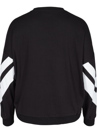 Sweatshirt met print details op de mouwen, Black, Packshot image number 1