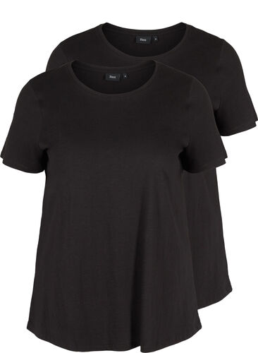 Set van 2 katoenen t-shirts met korte mouwen, Black/Black, Packshot image number 0
