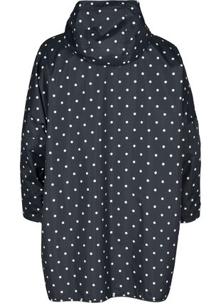 Poncho de pluie avec capuche et imprimé, Black w/ white dots, Packshot image number 1