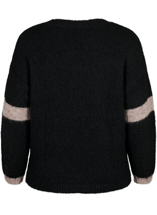 Pull en tricot avec des détails rayés, Black Comb, Packshot image number 1
