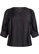 Blouse avec col en V et manches 3/4, Noir, Packshot image number 0