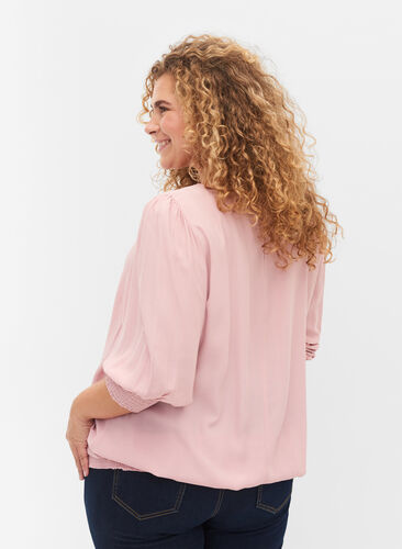 Effen viscose blouse met balloneffect, Zephyr, Model image number 1