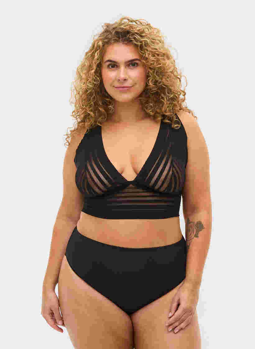 Culotte coupe normale avec mesh, Black, Model image number 0