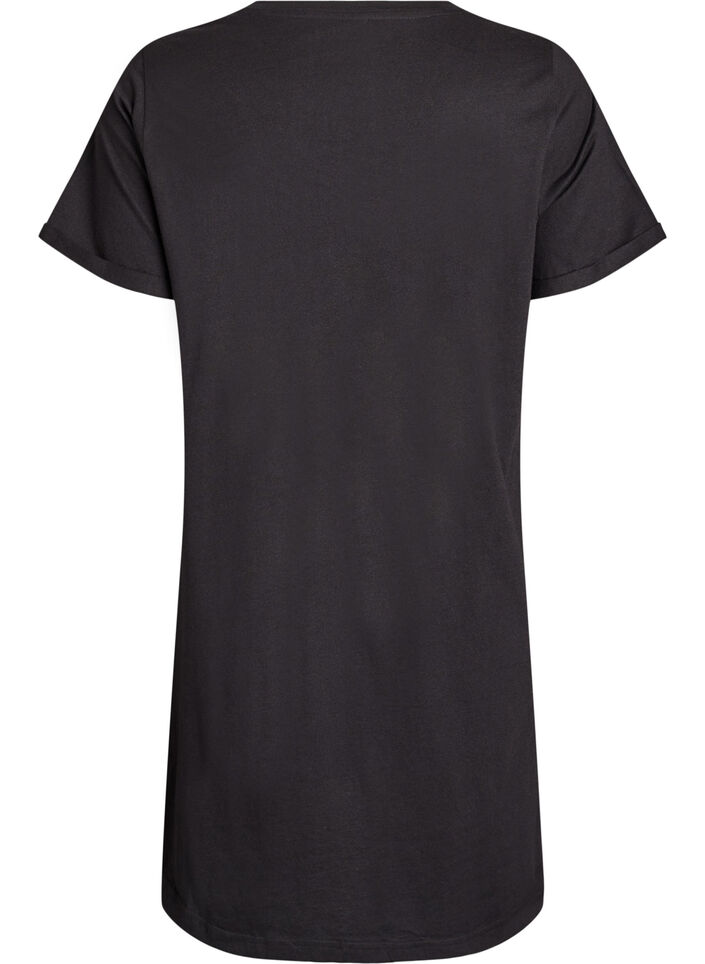Chemise de nuit &agrave; manches courtes en coton biologique, Noir, Packshot image number 1