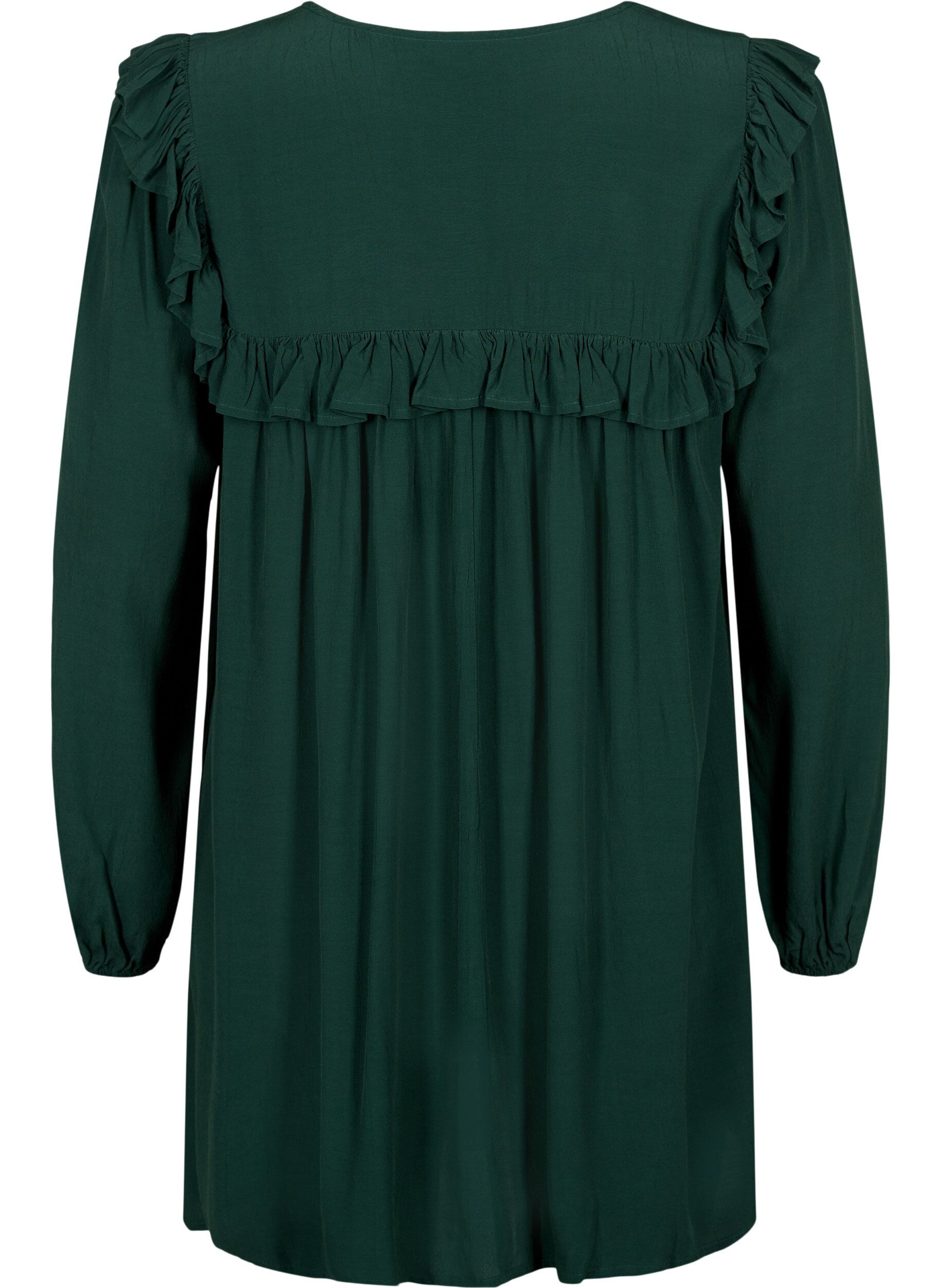 Zizzi Tunique en viscose avec volants, Scarab, Packshot image number 1