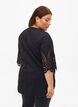 Shirt blouse met broderie anglaise en 3/4-mouwen, Black, Model image number 1