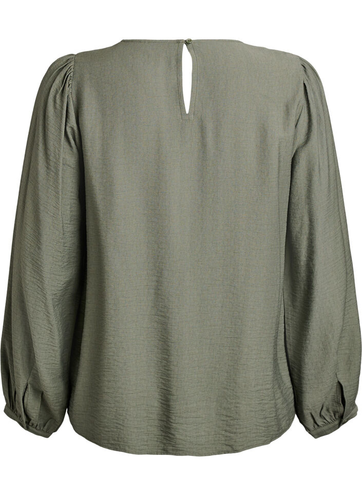 Viscose blouse met lange mouwen, Groen, Packshot image number 1