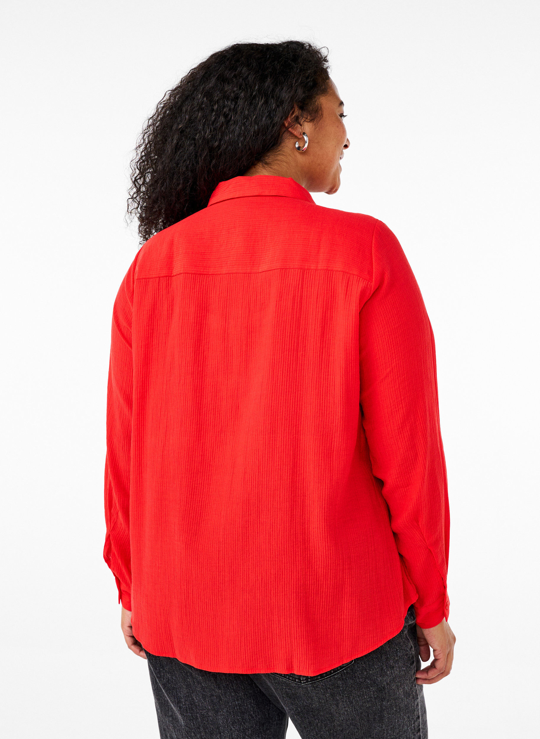 ZizziShirt met een gestreepte textuur, Rood, Model image number 2