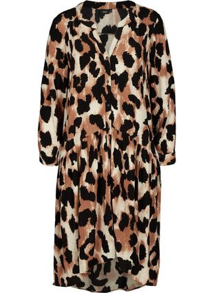 Midi-jurk met luipaardprint, Black AOP, Packshot image number 0